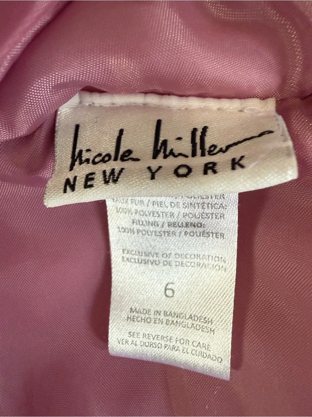 Nicole Miller Mauve Pink Quilted Hooded Puffer Vest with Faux Fur Trim